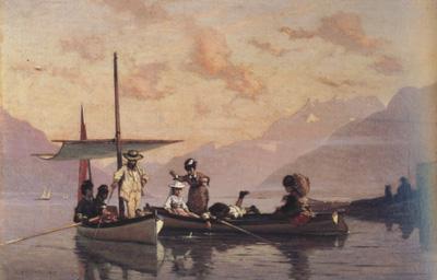 Francois Bocion The Artist with His Family Fishing at the Lake of Geneva (nn02) oil painting picture